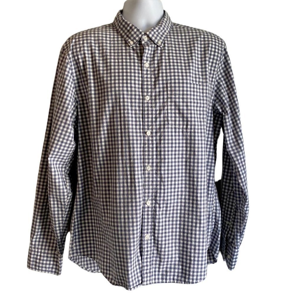 Bonobos Blueish Grey Checkered Long Sleeve Button Down Shirt Slim Fit XL
